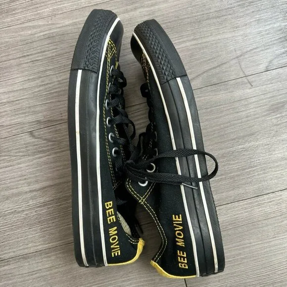 Limited Edition Bee Movie Converse Low Tops Exclusive Black & Yellow M8.5/W10.5 - Picture 3 of 7